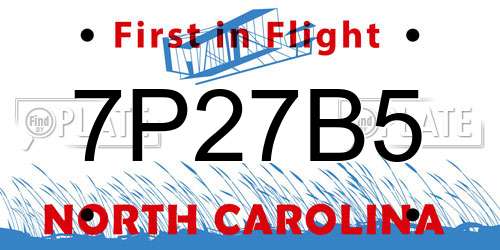 7P27B5 North Carolina License Plate