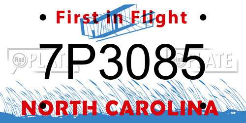 7P3085 North Carolina License Plate