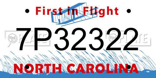7P32322 North Carolina License Plate