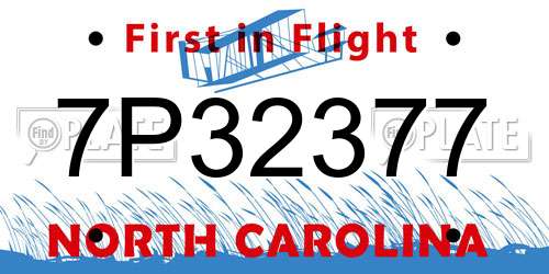 7P32377 North Carolina License Plate