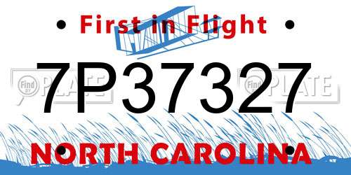 7P37327 North Carolina License Plate