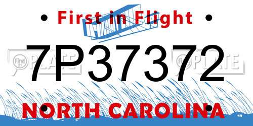 7P37372 North Carolina License Plate