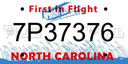 7P37376 North Carolina License Plate