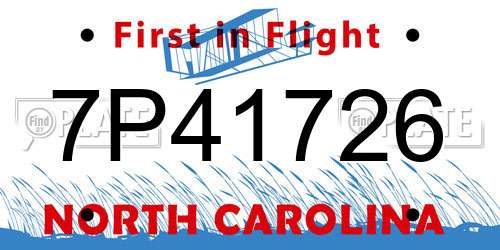 7P41726 North Carolina License Plate