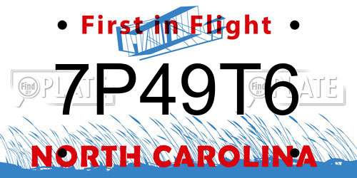 7P49T6 North Carolina License Plate