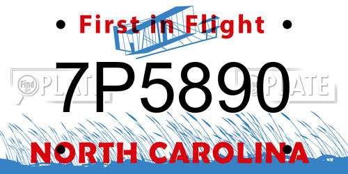7P5890 North Carolina License Plate