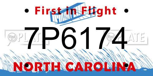 7P6174 North Carolina License Plate
