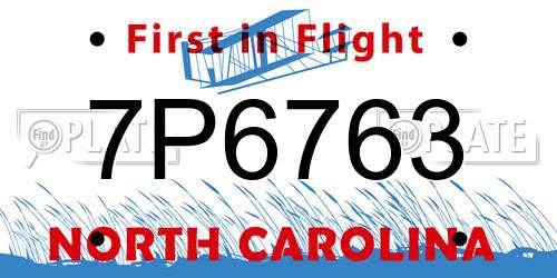 7P6763 North Carolina License Plate