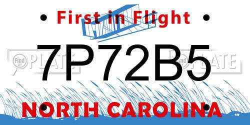 7P72B5 North Carolina License Plate