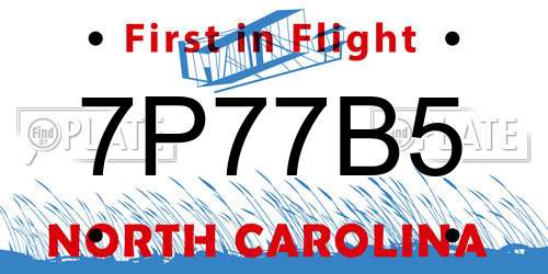 7P77B5 North Carolina License Plate