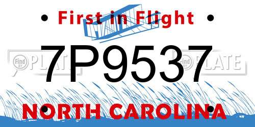 7P9537 North Carolina License Plate