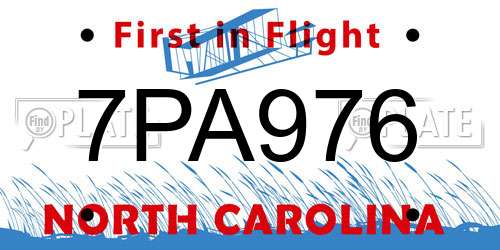 7PA976 North Carolina License Plate