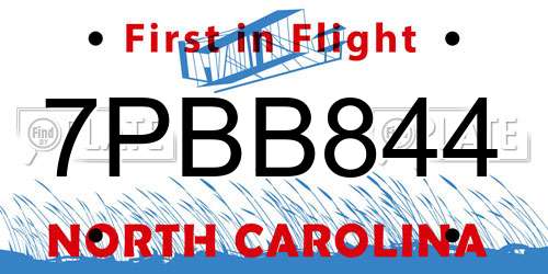 7PBB844 North Carolina License Plate