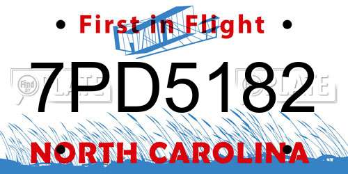 7PD5182 North Carolina License Plate