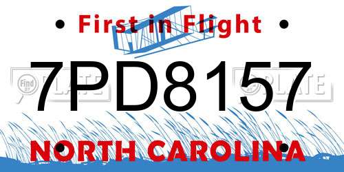 7PD8157 North Carolina License Plate