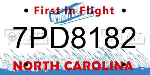 7PD8182 North Carolina License Plate