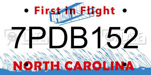 7PDB152 North Carolina License Plate