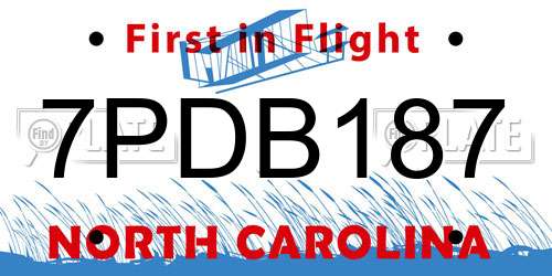 7PDB187 North Carolina License Plate