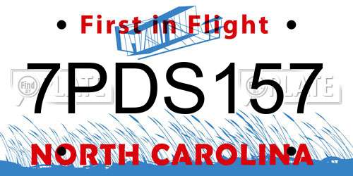 7PDS157 North Carolina License Plate