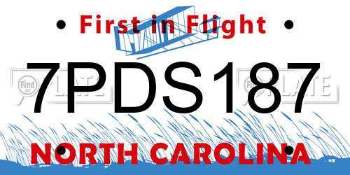 7PDS187 North Carolina License Plate