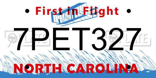 7PET327 North Carolina License Plate