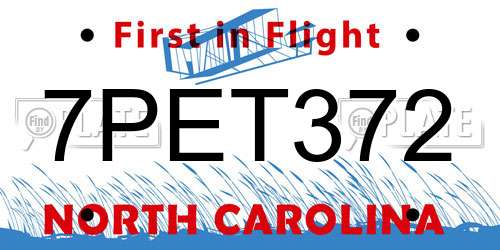 7PET372 North Carolina License Plate