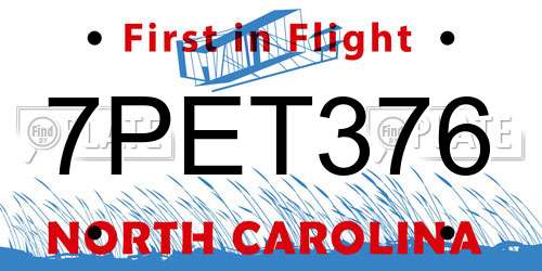 7PET376 North Carolina License Plate