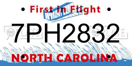 7PH2832 North Carolina License Plate
