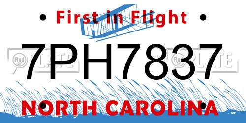 7PH7837 North Carolina License Plate