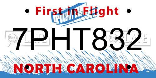 7PHT832 North Carolina License Plate
