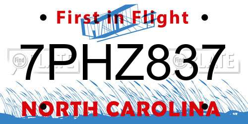 7PHZ837 North Carolina License Plate