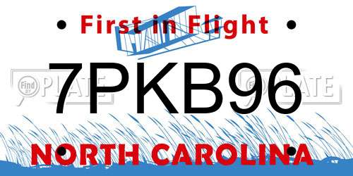 7PKB96 North Carolina License Plate