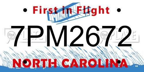 7PM2672 North Carolina License Plate