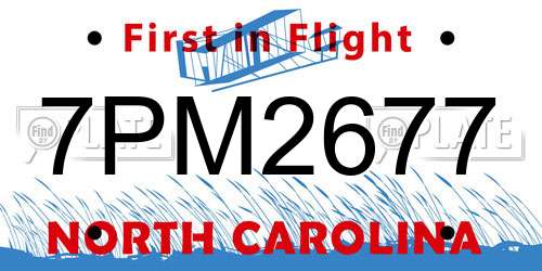 7PM2677 North Carolina License Plate