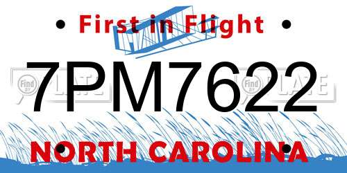 7PM7622 North Carolina License Plate