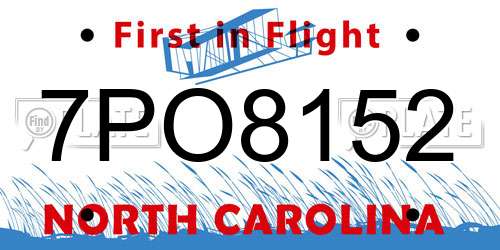 7PO8152 North Carolina License Plate