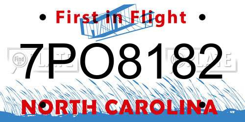 7PO8182 North Carolina License Plate
