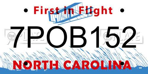 7POB152 North Carolina License Plate