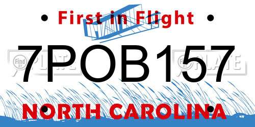 7POB157 North Carolina License Plate