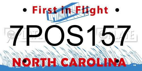7POS157 North Carolina License Plate