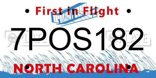 7POS182 North Carolina License Plate