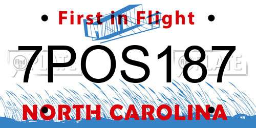 7POS187 North Carolina License Plate