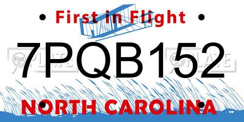 7PQB152 North Carolina License Plate