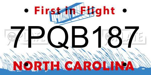 7PQB187 North Carolina License Plate