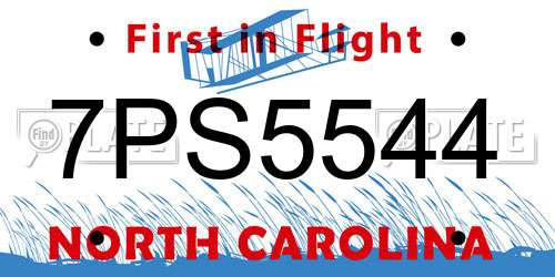 7PS5544 North Carolina License Plate