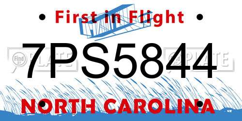 7PS5844 North Carolina License Plate