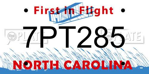 7PT285 North Carolina License Plate