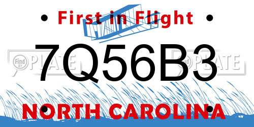 7Q56B3 North Carolina License Plate