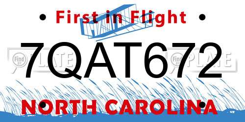 7QAT672 North Carolina License Plate