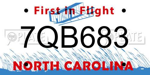 7QB683 North Carolina License Plate